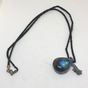 Labradorite and leather necklace